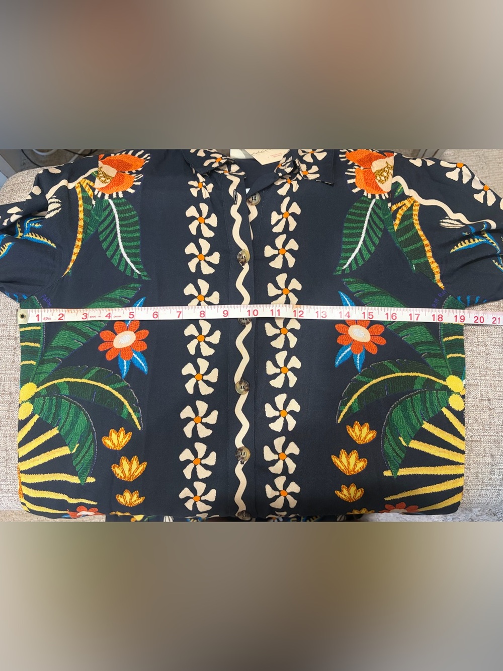 FARM Rio Black Maxi Shirt Dress with Orange Yellow Green and Blue Floral Print - Picture 7 of 7